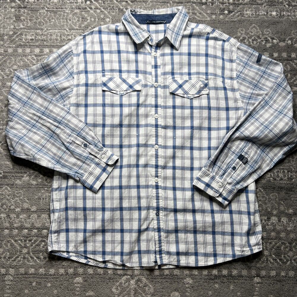 Marithe Francois Girbaud Long Sleeve Button Up Shirt Mens XXXL 3XL Blue Y2K 90s